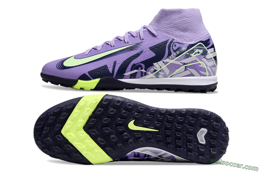 Nike Air Zoom Mercurial Superfly 10 Elite TF High-Tops Soccer Shoes - Purple/Yellow/White 1