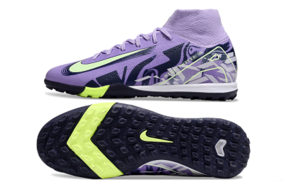 Nike Air Zoom Mercurial Superfly 10 Elite TF High-Tops Soccer Shoes - Purple/Yellow/White