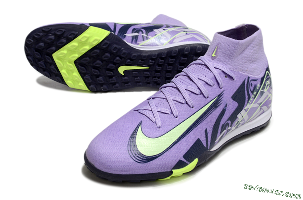 Nike Air Zoom Mercurial Superfly 10 Elite TF High-Tops Soccer Shoes - Purple/Yellow/White 3