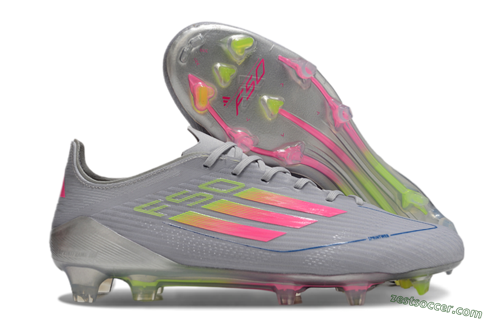 Adidas F50 Elite FG Low-Tops Soccer Cleats - Grey/Pink/Yellow 0
