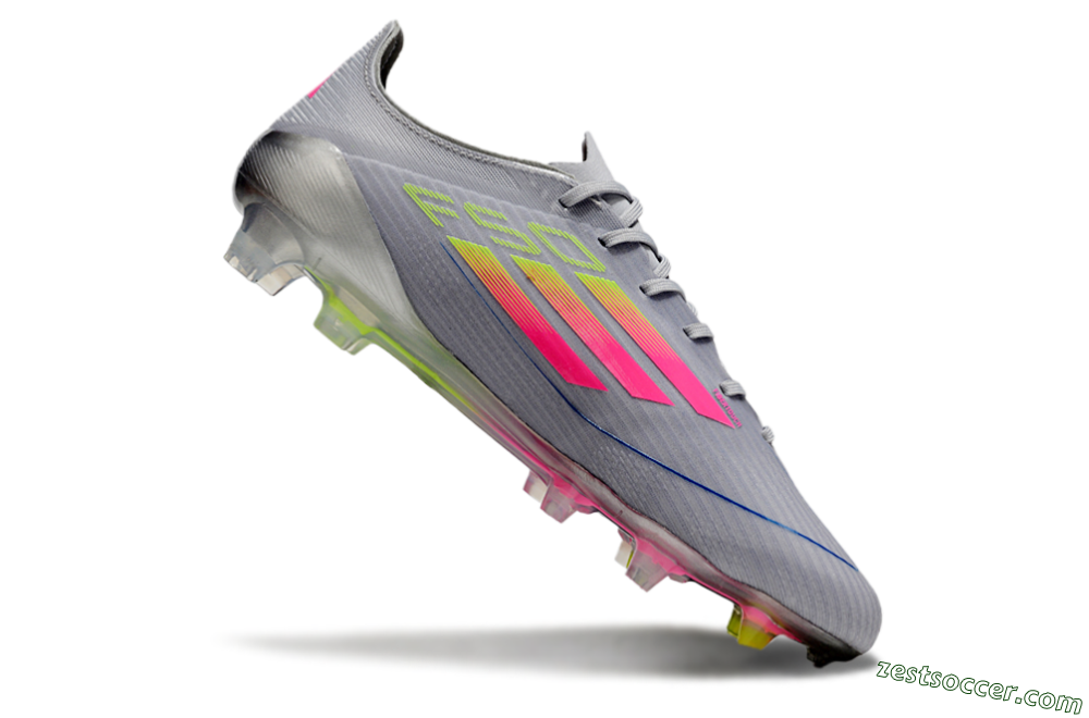 Adidas F50 Elite FG Low-Tops Soccer Cleats - Grey/Pink/Yellow 4