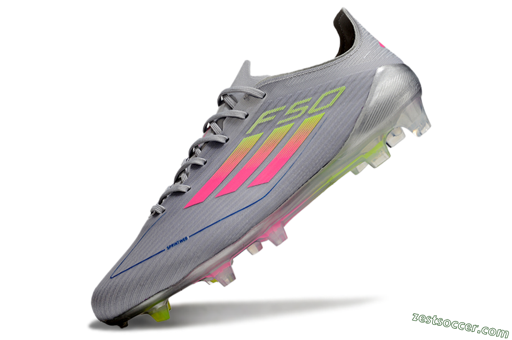 Adidas F50 Elite FG Low-Tops Soccer Cleats - Grey/Pink/Yellow 5