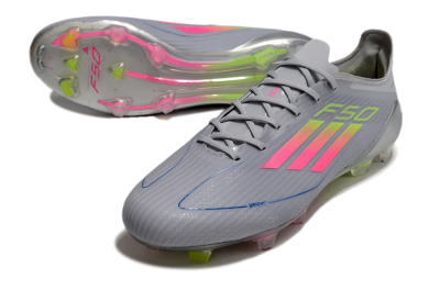 Adidas F50 Elite FG Low-Tops Soccer Cleats - Grey/Pink/Yellow