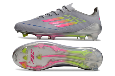 Adidas F50 Elite FG Low-Tops Soccer Cleats - Grey/Pink/Yellow