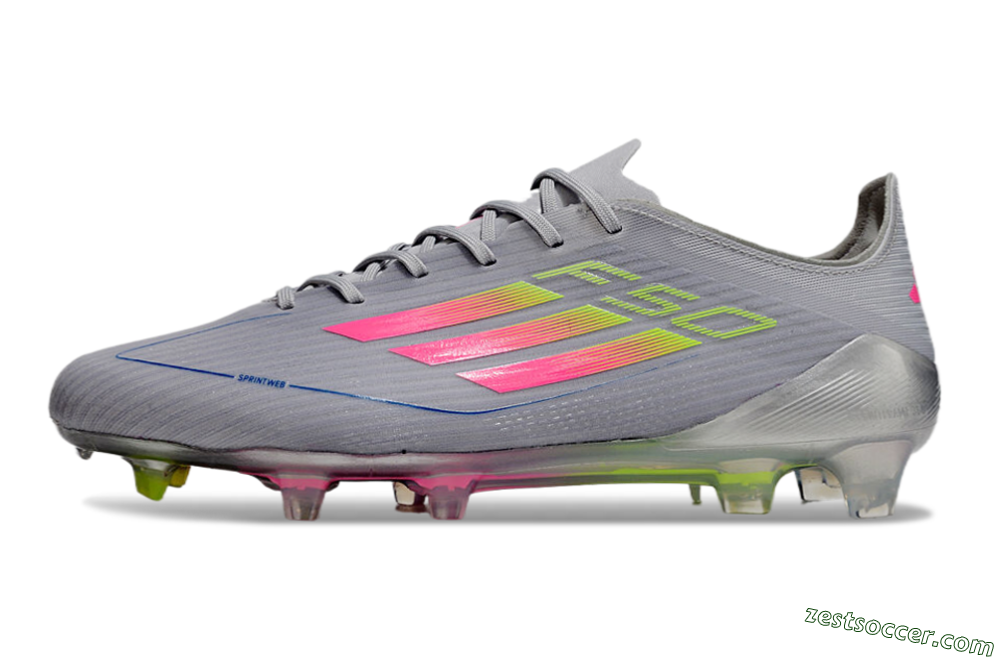 Adidas F50 Elite FG Low-Tops Soccer Cleats - Grey/Pink/Yellow 2