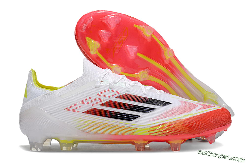 Adidas F50 Elite FG Low-Tops Soccer Cleats - White/Red/Yellow 0