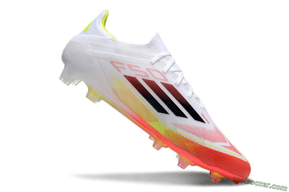 Adidas F50 Elite FG Low-Tops Soccer Cleats - White/Red/Yellow 4