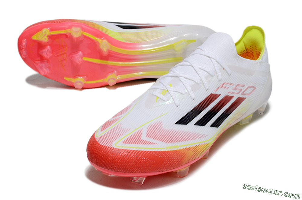 Adidas F50 Elite FG Low-Tops Soccer Cleats - White/Red/Yellow 3