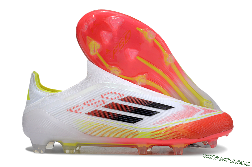 Adidas F50 Elite Laceless FG Low-Tops Soccer Cleats - White/Red/Yellow 0