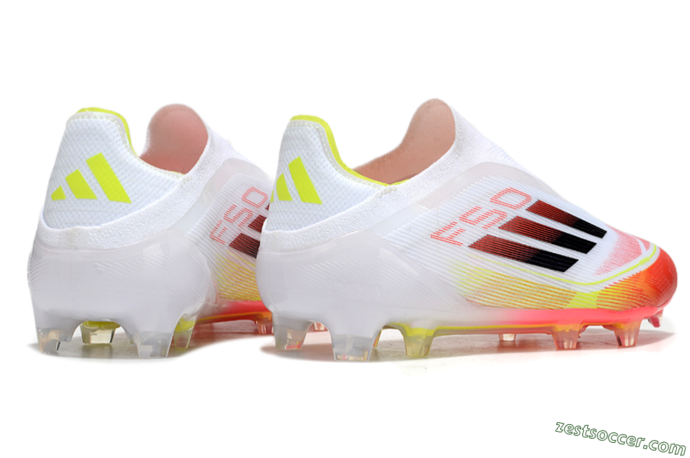 Adidas F50 Elite Laceless FG Low-Tops Soccer Cleats - White/Red/Yellow 6