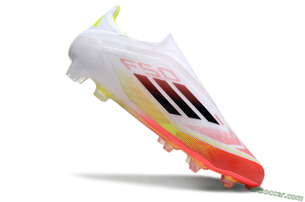 Adidas F50 Elite Laceless FG Low-Tops Soccer Cleats - White/Red/Yellow 4