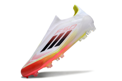 Adidas F50 Elite Laceless FG Low-Tops Soccer Cleats - White/Red/Yellow