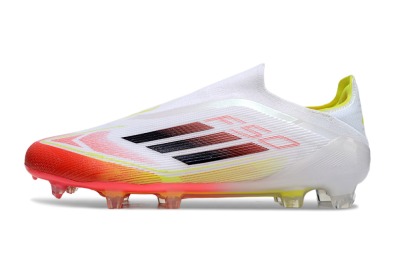 Adidas F50 Elite Laceless FG Low-Tops Soccer Cleats - White/Red/Yellow