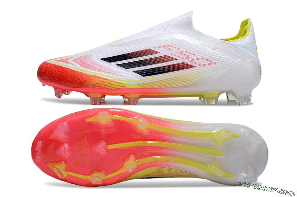 Adidas F50 Elite Laceless FG Low-Tops Soccer Cleats - White/Red/Yellow 1