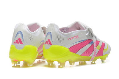 Adidas Predator Elite 25 Foldover Tongue FG Low-Tops Soccer Cleats - White/Pink/Blue/Yellow