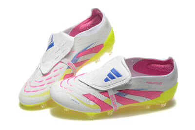 Adidas Predator Elite 25 Foldover Tongue FG Low-Tops Soccer Cleats - White/Pink/Blue/Yellow