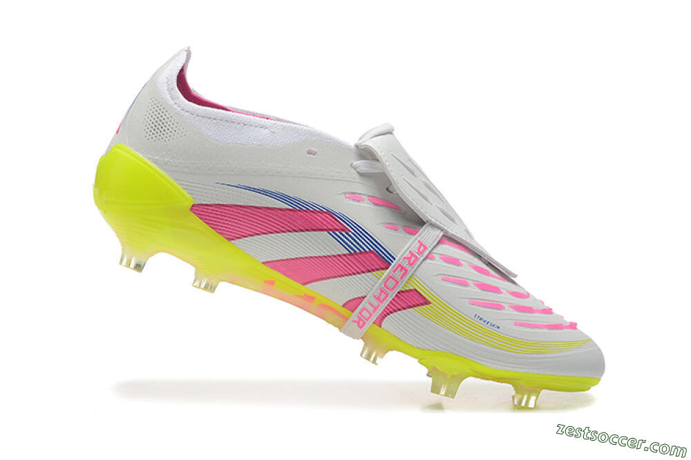 Adidas Predator Elite 25 Foldover Tongue FG Low-Tops Soccer Cleats - White/Pink/Blue/Yellow 7