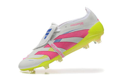 Adidas Predator Elite 25 Foldover Tongue FG Low-Tops Soccer Cleats - White/Pink/Blue/Yellow