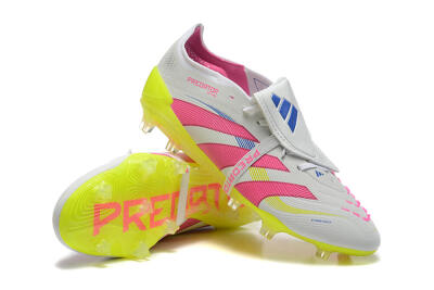Adidas Predator Elite 25 Foldover Tongue FG Low-Tops Soccer Cleats - White/Pink/Blue/Yellow