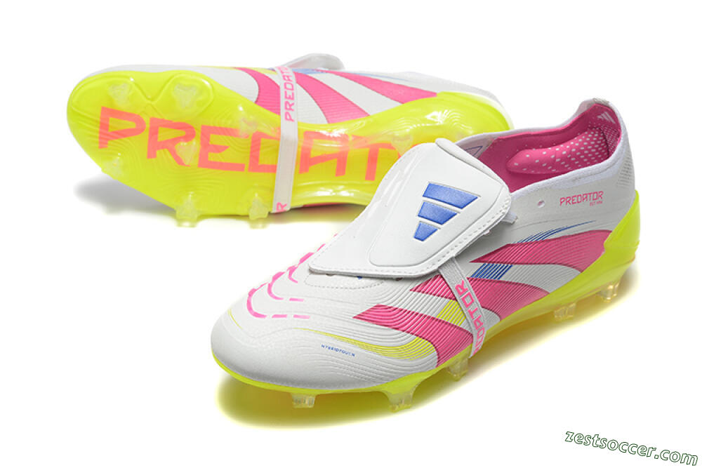 Adidas Predator Elite 25 Foldover Tongue FG Low-Tops Soccer Cleats - White/Pink/Blue/Yellow 3