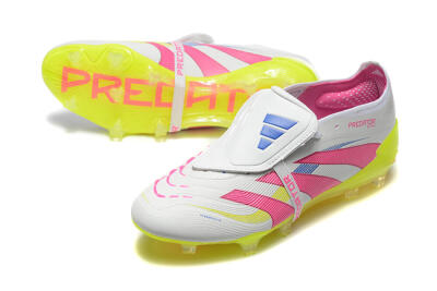 Adidas Predator Elite 25 Foldover Tongue FG Low-Tops Soccer Cleats - White/Pink/Blue/Yellow
