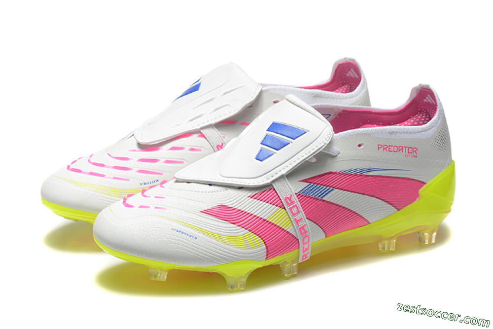 Adidas Predator Elite 25 Foldover Tongue FG Low-Tops Soccer Cleats - White/Pink/Blue/Yellow 5