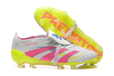 Adidas Predator Elite 25 Foldover Tongue FG Low-Tops Soccer Cleats - White/Pink/Blue/Yellow