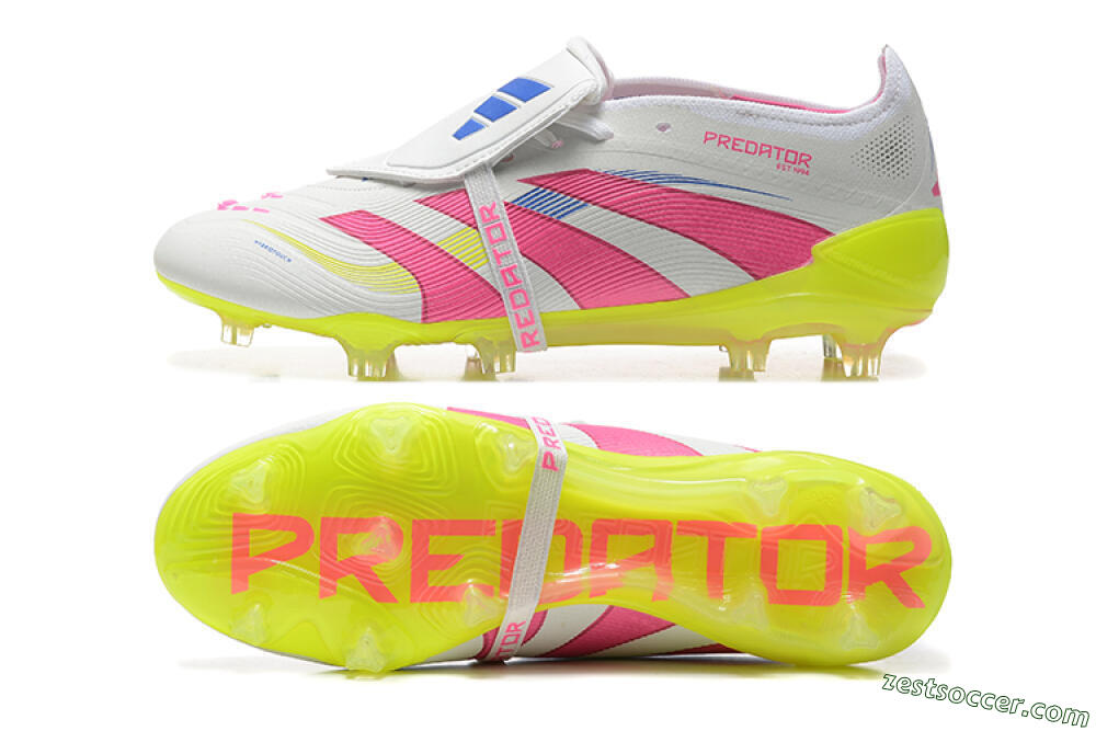 Adidas Predator Elite 25 Foldover Tongue FG Low-Tops Soccer Cleats - White/Pink/Blue/Yellow 1