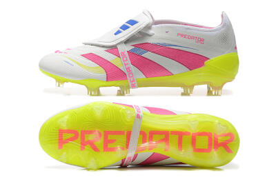 Adidas Predator Elite 25 Foldover Tongue FG Low-Tops Soccer Cleats - White/Pink/Blue/Yellow
