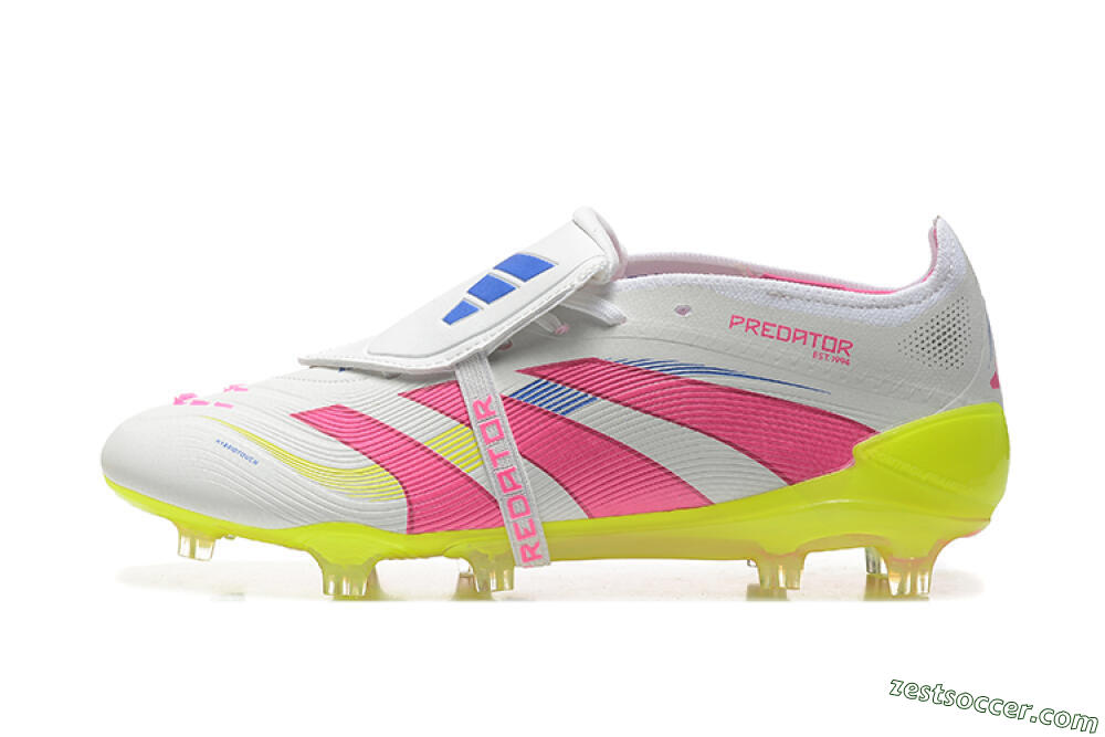 Adidas Predator Elite 25 Foldover Tongue FG Low-Tops Soccer Cleats - White/Pink/Blue/Yellow 2