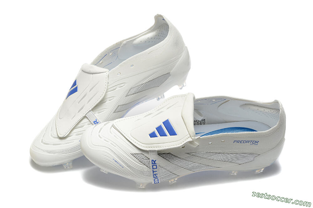 Adidas Predator Elite 25 Foldover Tongue FG Low-Tops Soccer Cleats - Beige/Blue/Silver 6