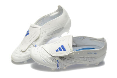 Adidas Predator Elite 25 Foldover Tongue FG Low-Tops Soccer Cleats - Beige/Blue/Silver