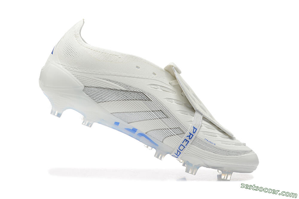 Adidas Predator Elite 25 Foldover Tongue FG Low-Tops Soccer Cleats - Beige/Blue/Silver 7