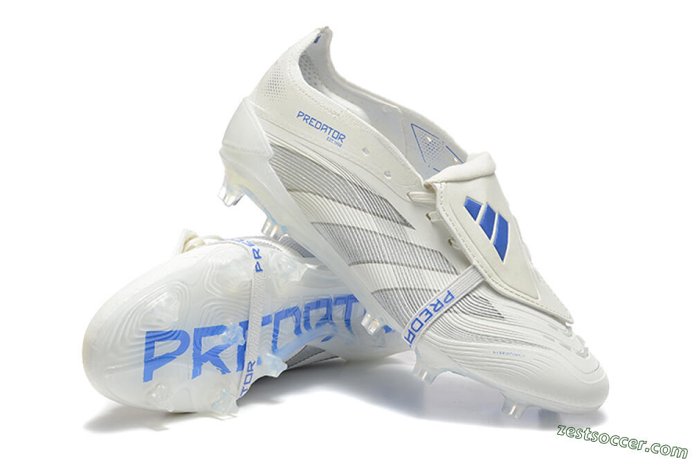 Adidas Predator Elite 25 Foldover Tongue FG Low-Tops Soccer Cleats - Beige/Blue/Silver 4