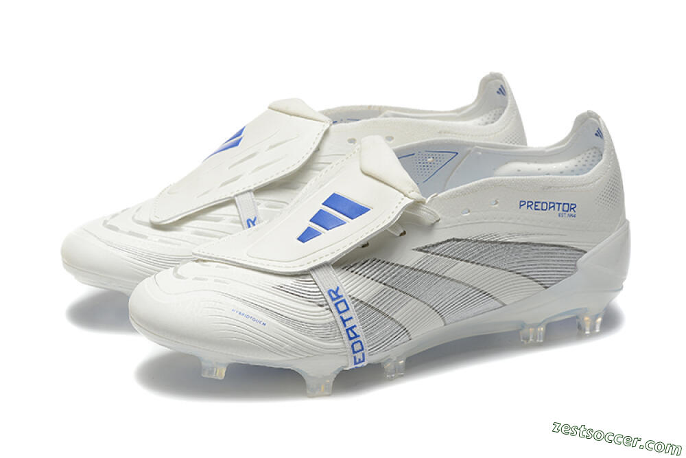 Adidas Predator Elite 25 Foldover Tongue FG Low-Tops Soccer Cleats - Beige/Blue/Silver 5