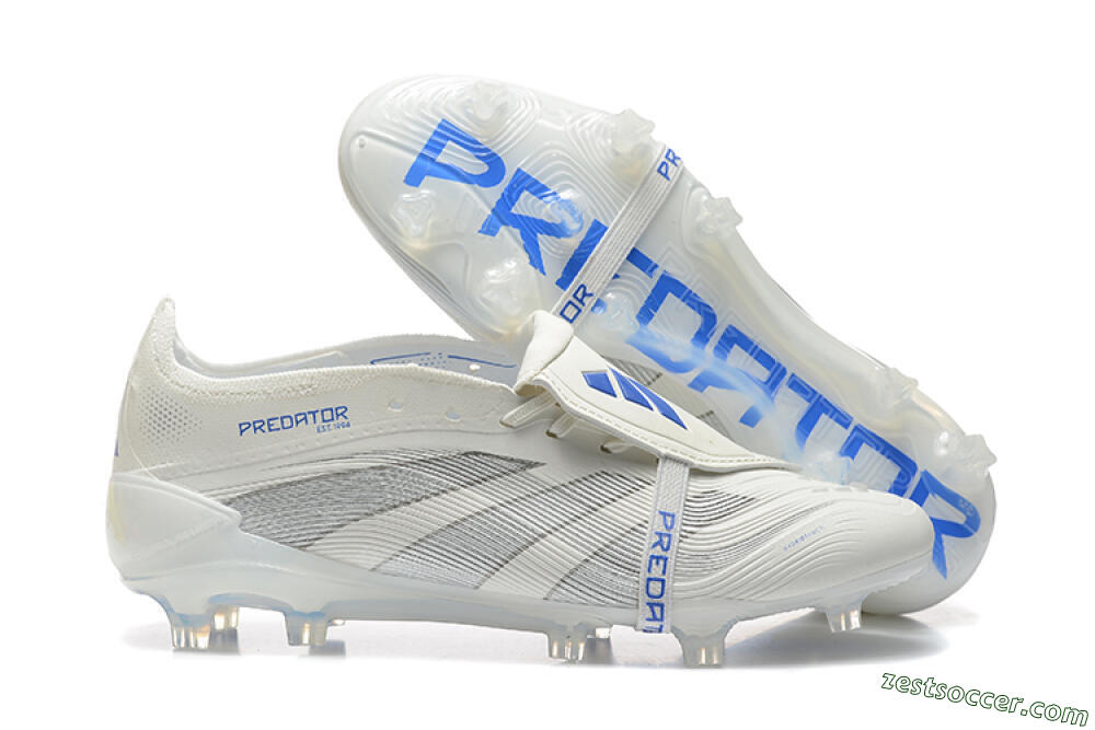 Adidas Predator Elite 25 Foldover Tongue FG Low-Tops Soccer Cleats - Beige/Blue/Silver 0