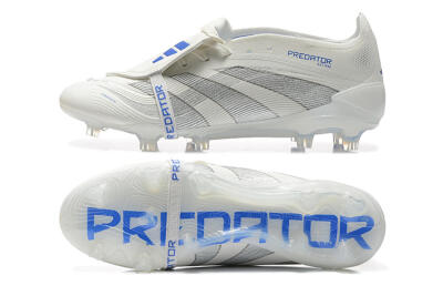 Adidas Predator Elite 25 Foldover Tongue FG Low-Tops Soccer Cleats - Beige/Blue/Silver