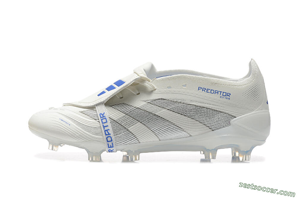Adidas Predator Elite 25 Foldover Tongue FG Low-Tops Soccer Cleats - Beige/Blue/Silver 2
