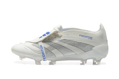 Adidas Predator Elite 25 Foldover Tongue FG Low-Tops Soccer Cleats - Beige/Blue/Silver