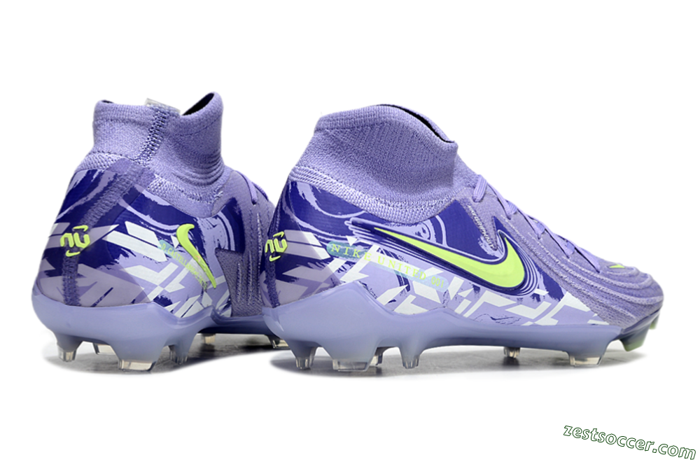 Nike Phantom Luna Elite FG High-Tops Soccer Cleats - Purple/Yellow/White 7