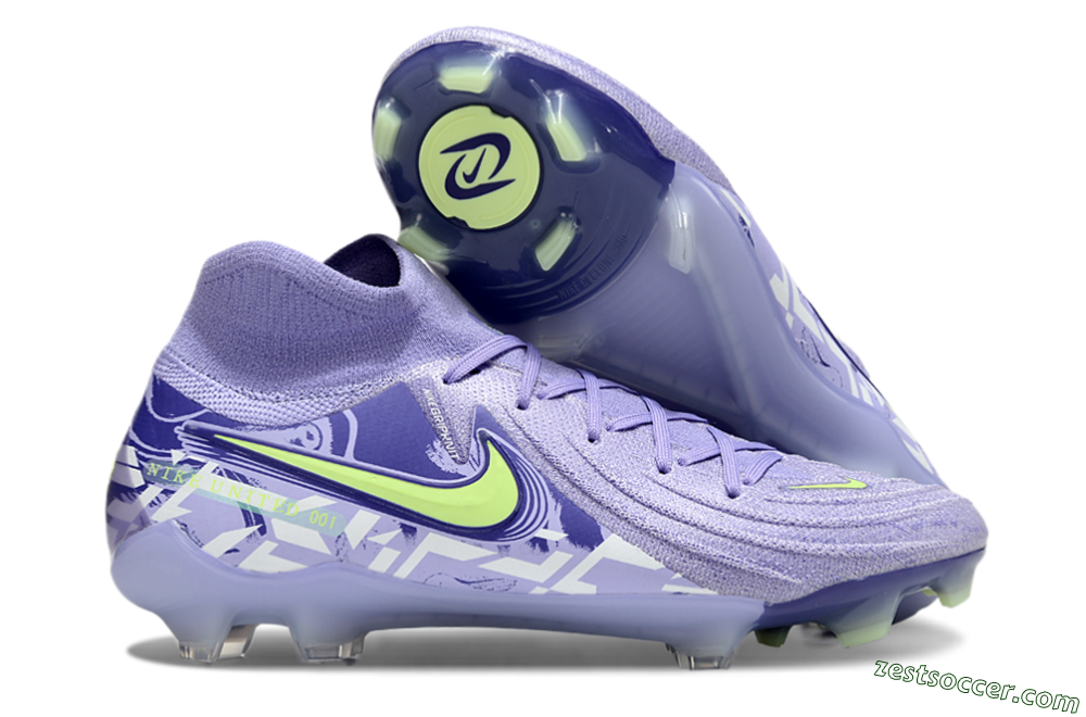 Nike Phantom Luna Elite FG High-Tops Soccer Cleats - Purple/Yellow/White 0