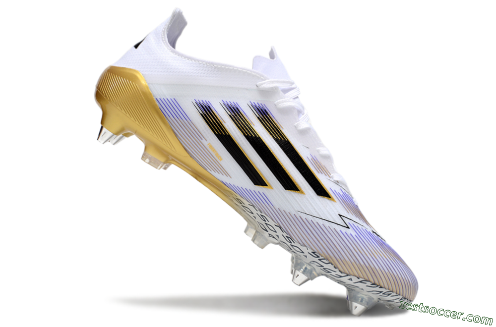 Adidas F50 Elite SG Low-Tops Soccer Cleats - White/Blue/Black/Gold 4