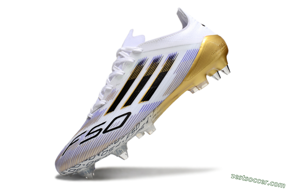 Adidas F50 Elite SG Low-Tops Soccer Cleats - White/Blue/Black/Gold 5