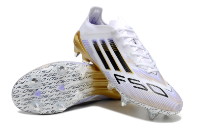 Adidas F50 Elite SG Low-Tops Soccer Cleats - White/Blue/Black/Gold