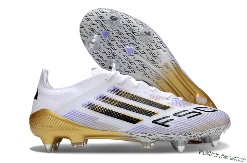 Adidas F50 Elite SG Low-Tops Soccer Cleats - White/Blue/Black/Gold 0