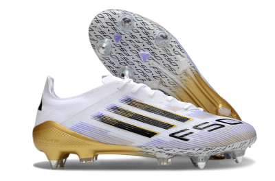 Adidas F50 Elite SG Low-Tops Soccer Cleats - White/Blue/Black/Gold