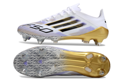 Adidas F50 Elite SG Low-Tops Soccer Cleats - White/Blue/Black/Gold