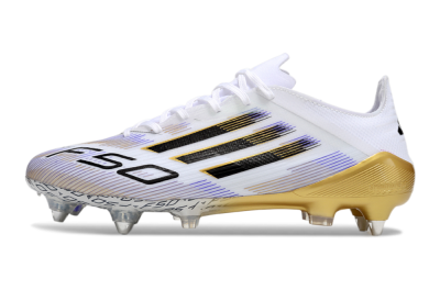 Adidas F50 Elite SG Low-Tops Soccer Cleats - White/Blue/Black/Gold