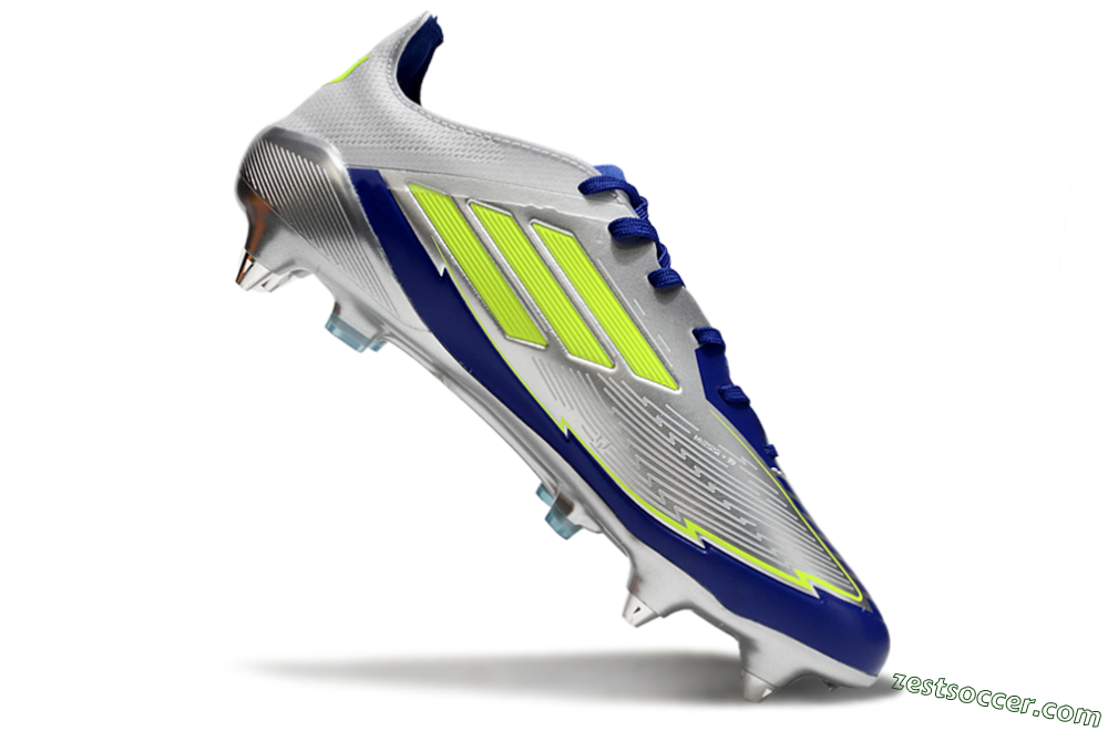 Adidas F50 Elite SG Low-Tops Soccer Cleats - Silver/Yellow/Blue 4