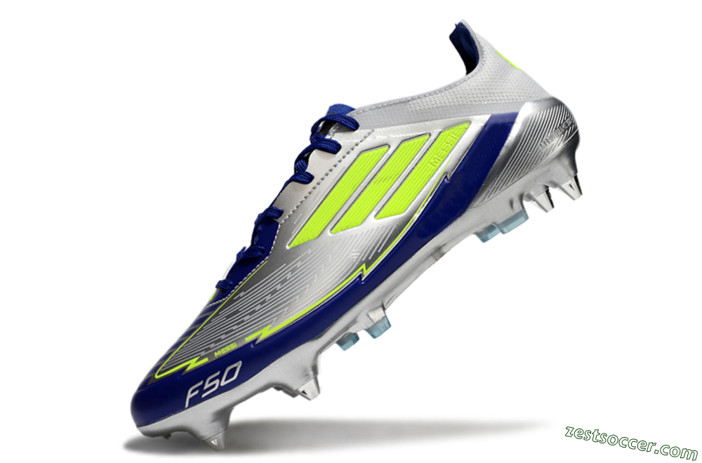 Adidas F50 Elite SG Low-Tops Soccer Cleats - Silver/Yellow/Blue 5